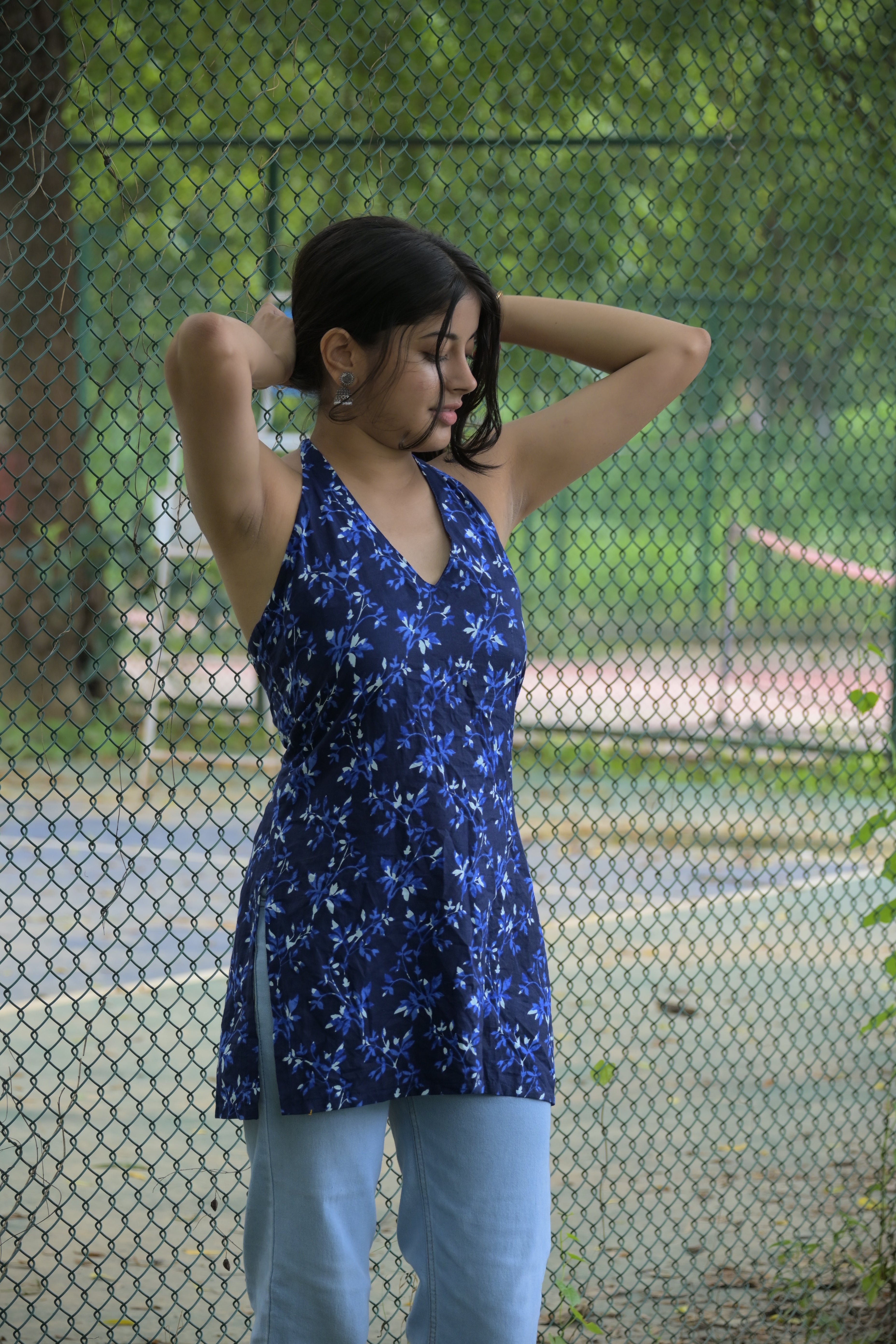 Halter Neck Corset Short Kurti