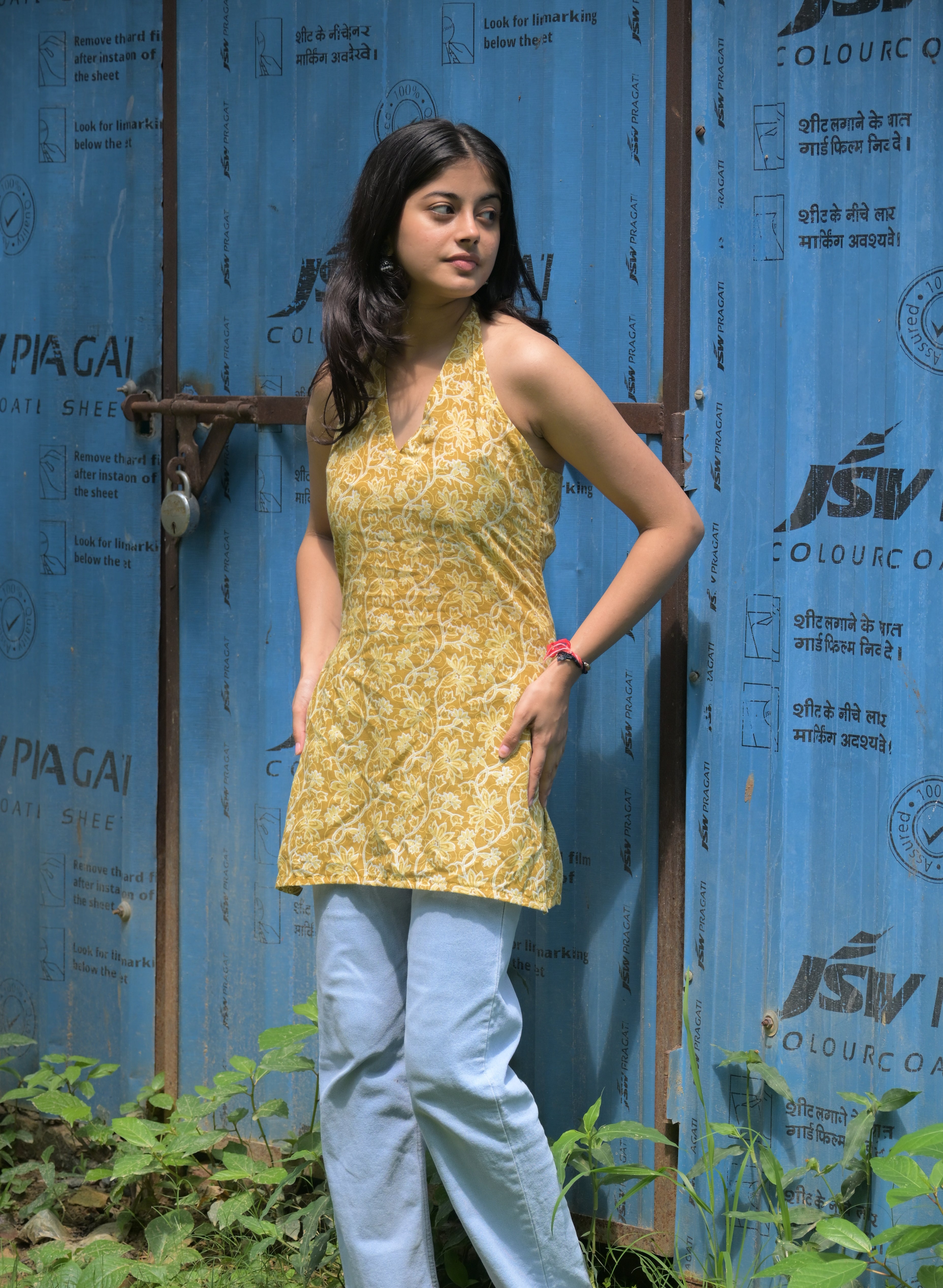 Halter Neck Corset Short Kurti