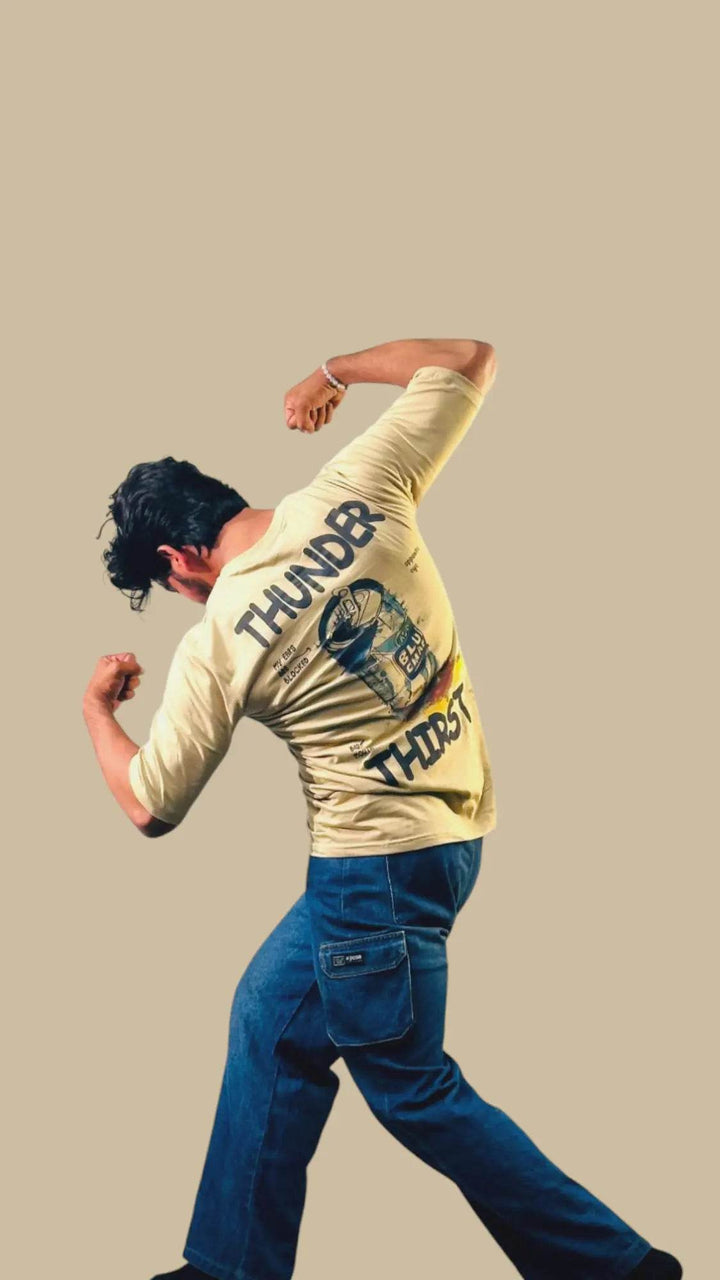 Thunder Thirst Oversized Graphic Tee - Sanjh&Co