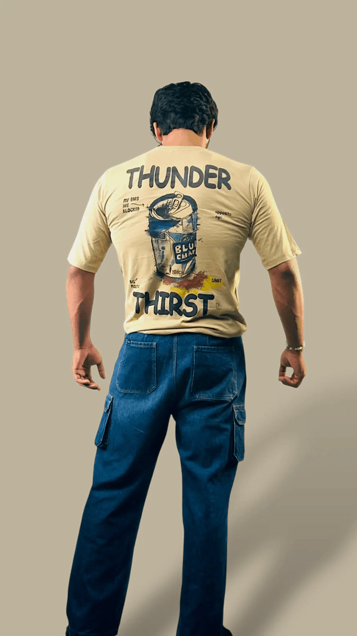 Thunder Thirst Oversized Graphic Tee - Sanjh&Co